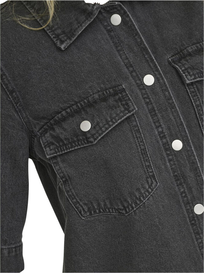 ONLY ONLBELLE S/S BUTTON DRESS DNM GUA Washed black
