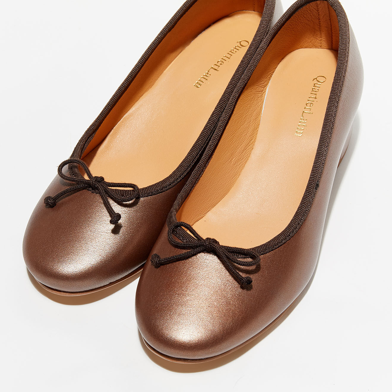 Quartier Latin Ballerines en Cuir irisé Albane café - Talon 4 cm