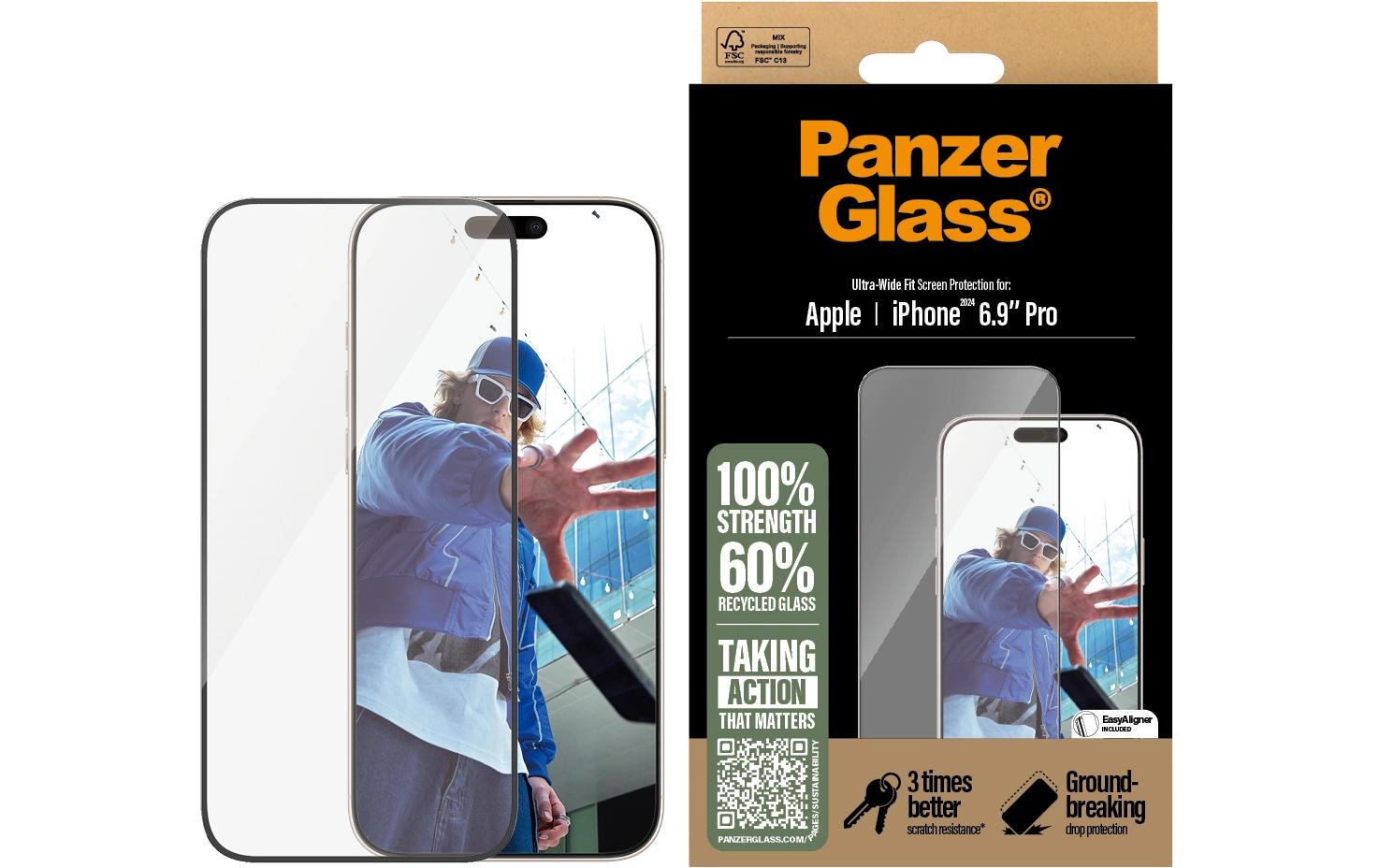 Displayschutz Ultra Wide Fit iPhone 16 Pro MaxDisplay-Schutzfolie für das Apple iPhone 16 Pro Max