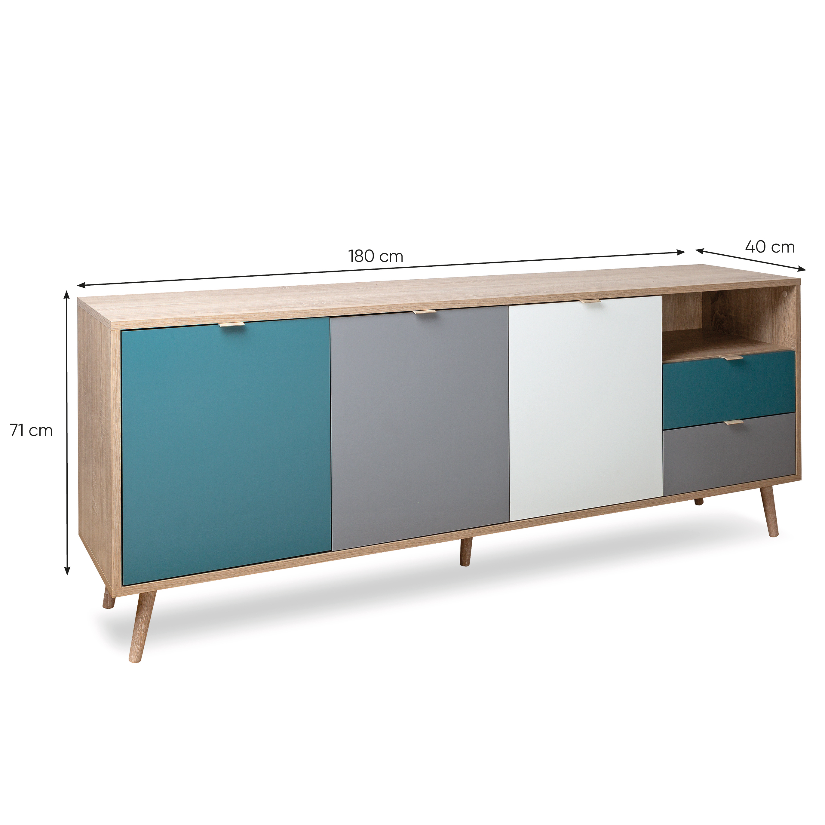 Sideboard CUBA - Sonoma Eiche - tricolor - 180 cm breit