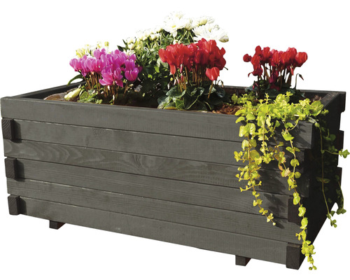 Houten plantenbak “Lucca” 69 x 39 x 30 cm, antraciet hout, inclusief folie.