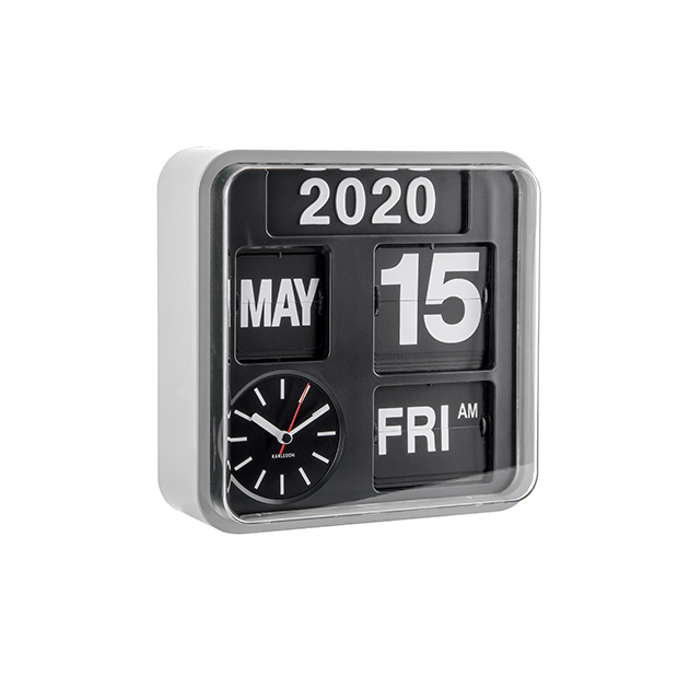 Wall clock Mini Flip silver casing, black dial