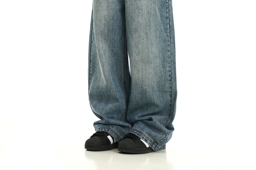 Meiksip - Mid Rise Washed Baggy Jeans