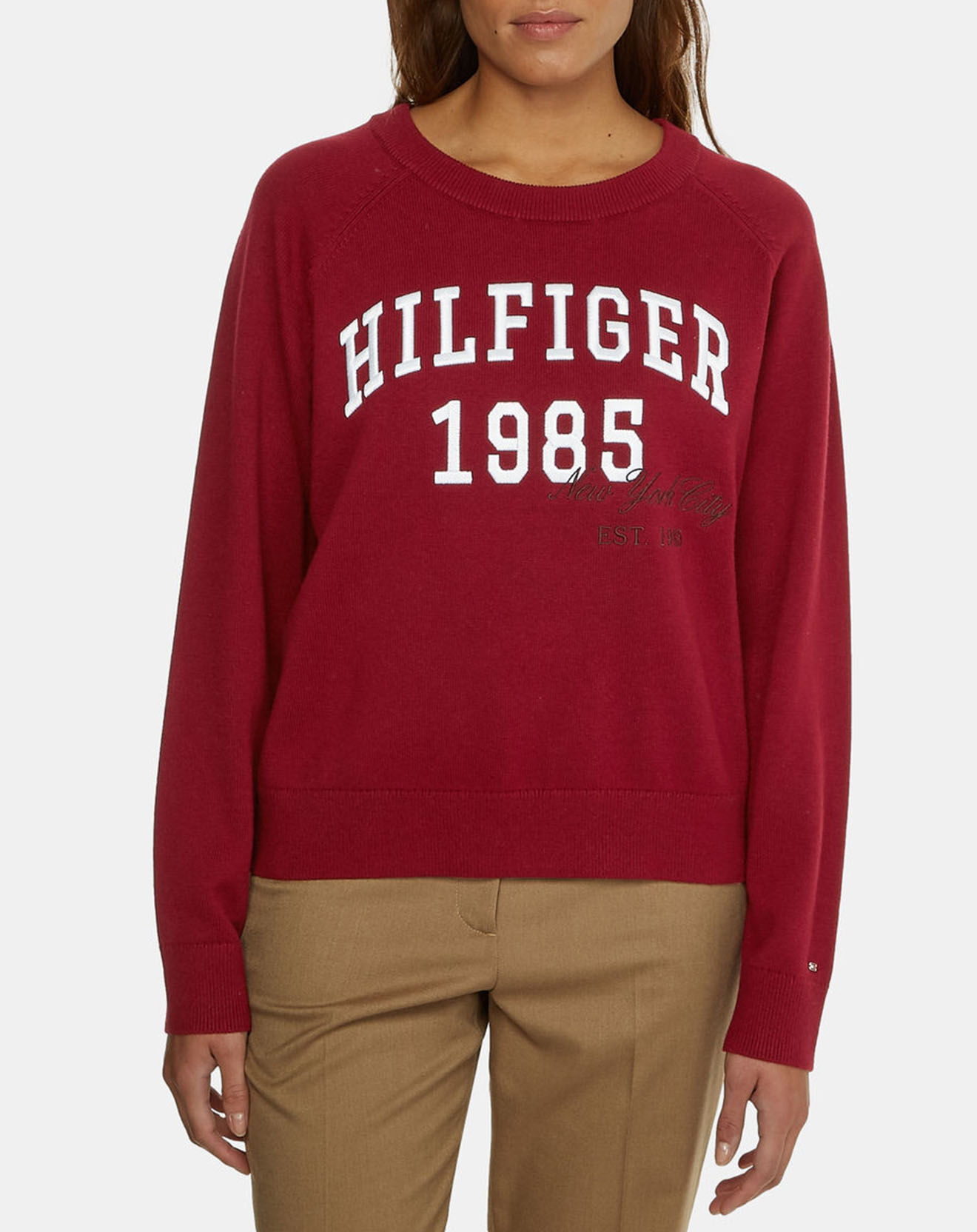 Tommy Hilfiger Pull Heritage Varsity rouge foncé