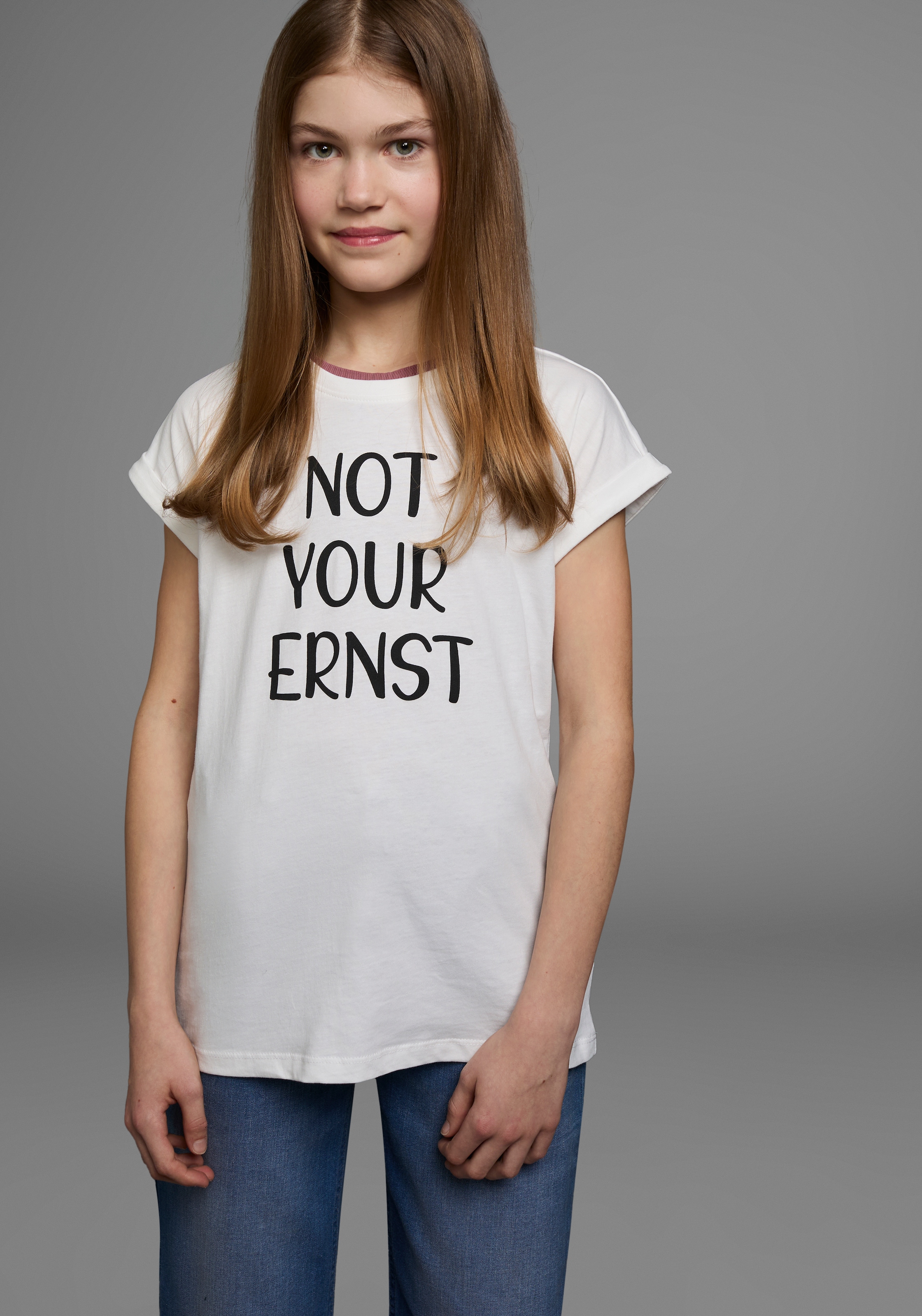 KIDSWORLD T-Shirt »NOT YOUR ERNST«, Kurzarm,  bedruckt,  Rundhalsausschnitt,  aus Baumwolle