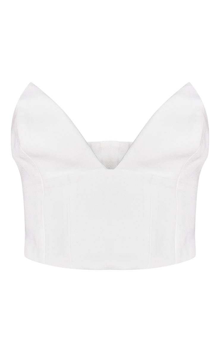 Blanc Corset Bustier Bandeau Tissé Premium À Bonnets Pointus