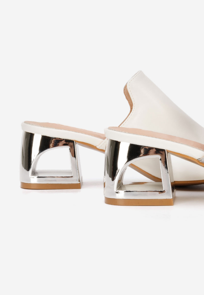 Mules à talon épais blancs Floriana V2