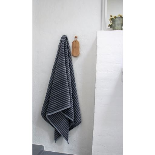 OMHU Frotté Stripe Håndklæde, Grey, 50x100 cm