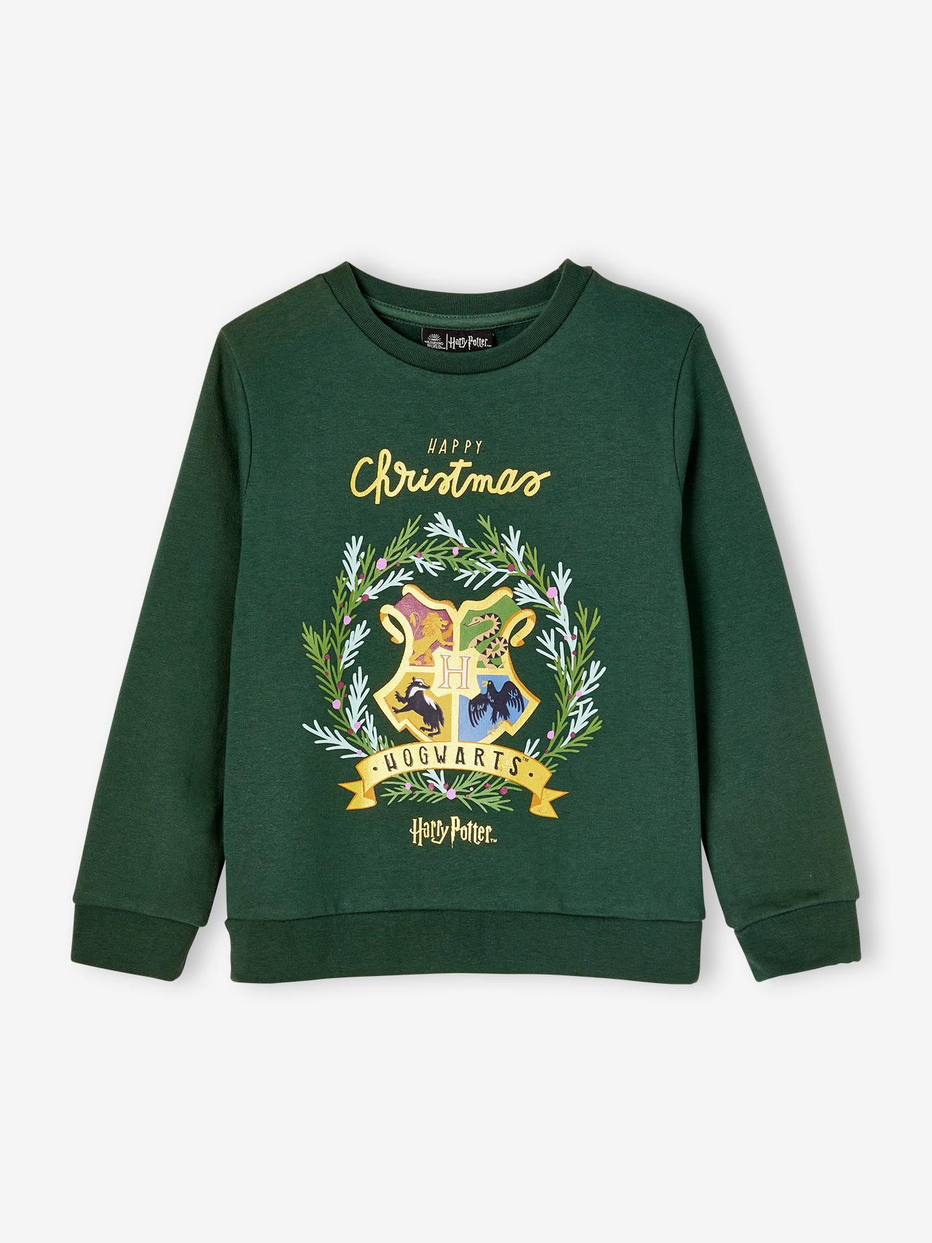Moletom natalino do Harry Potter®, verde escuro, liso com estampas.