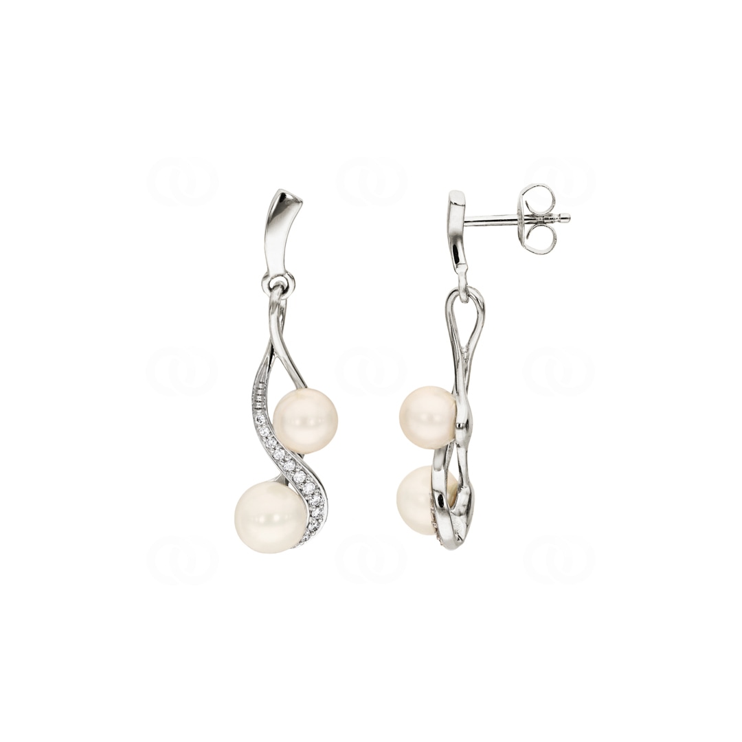 Ohrhänger 750/18 K Weissgold mit Diamanten 0.13 ct H/si & Süsswasserzuchtperlen