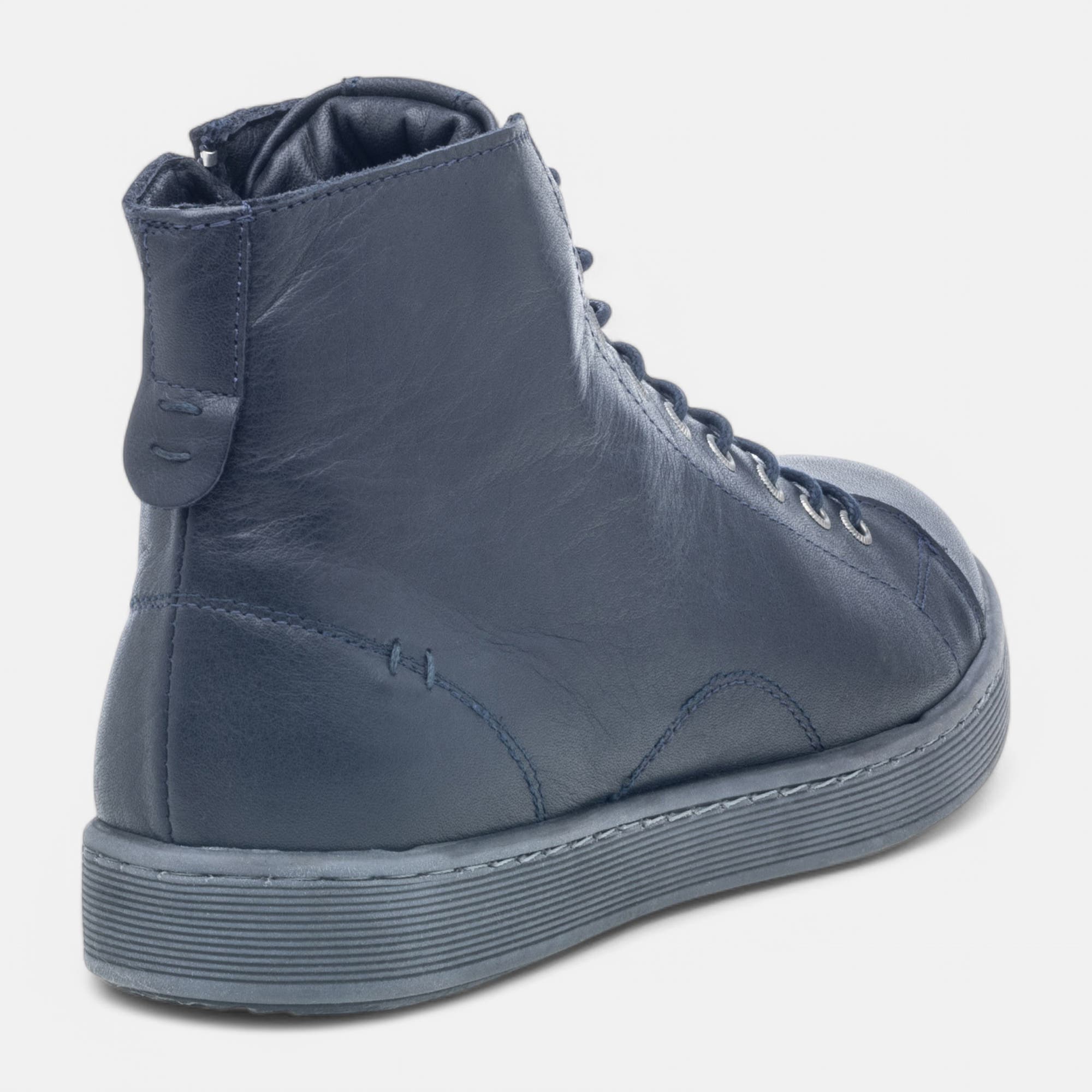 Baskets hautes Femme en cuir bleu marine