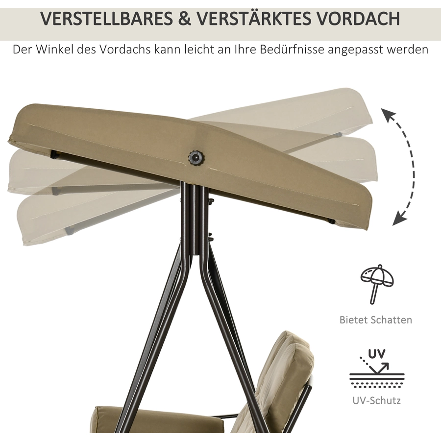 Outsunny Hollywoodschaukel als 3-Sitzer grau ,  braun