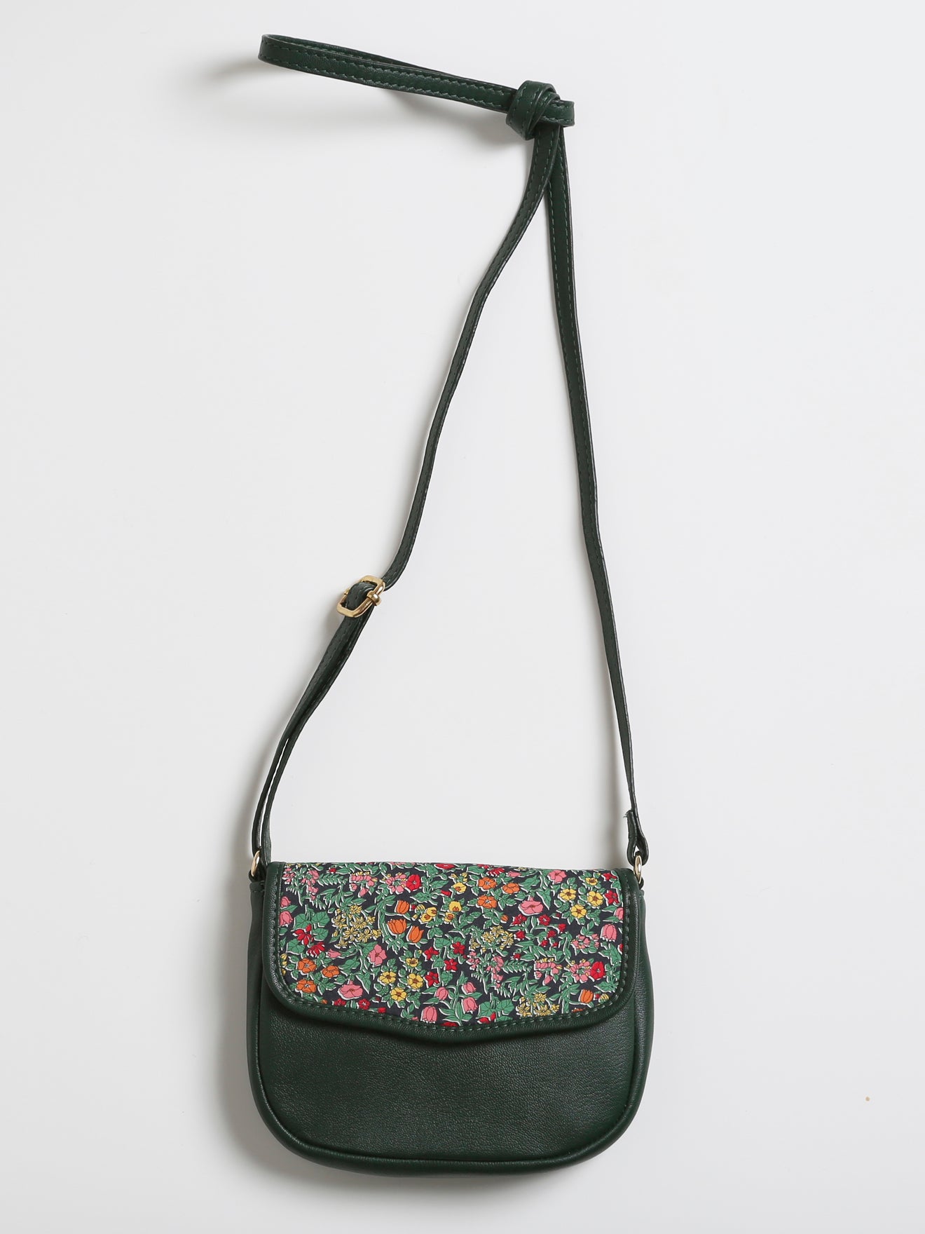 Besace Fille cuir et tissu Liberty