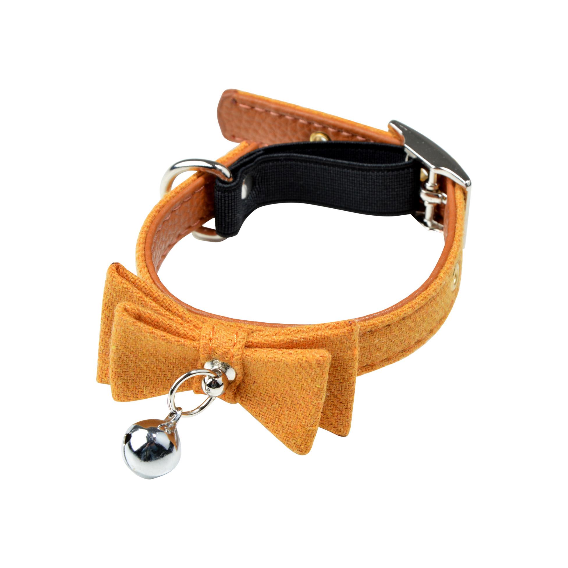 COLLIER ANTI ETRANGLEMENT NOEUD 20 A 27CM TWEED MOUTARDE