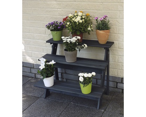 Houten bloemenstandaard “Anja” 79 x 55 x 62 cm antraciet