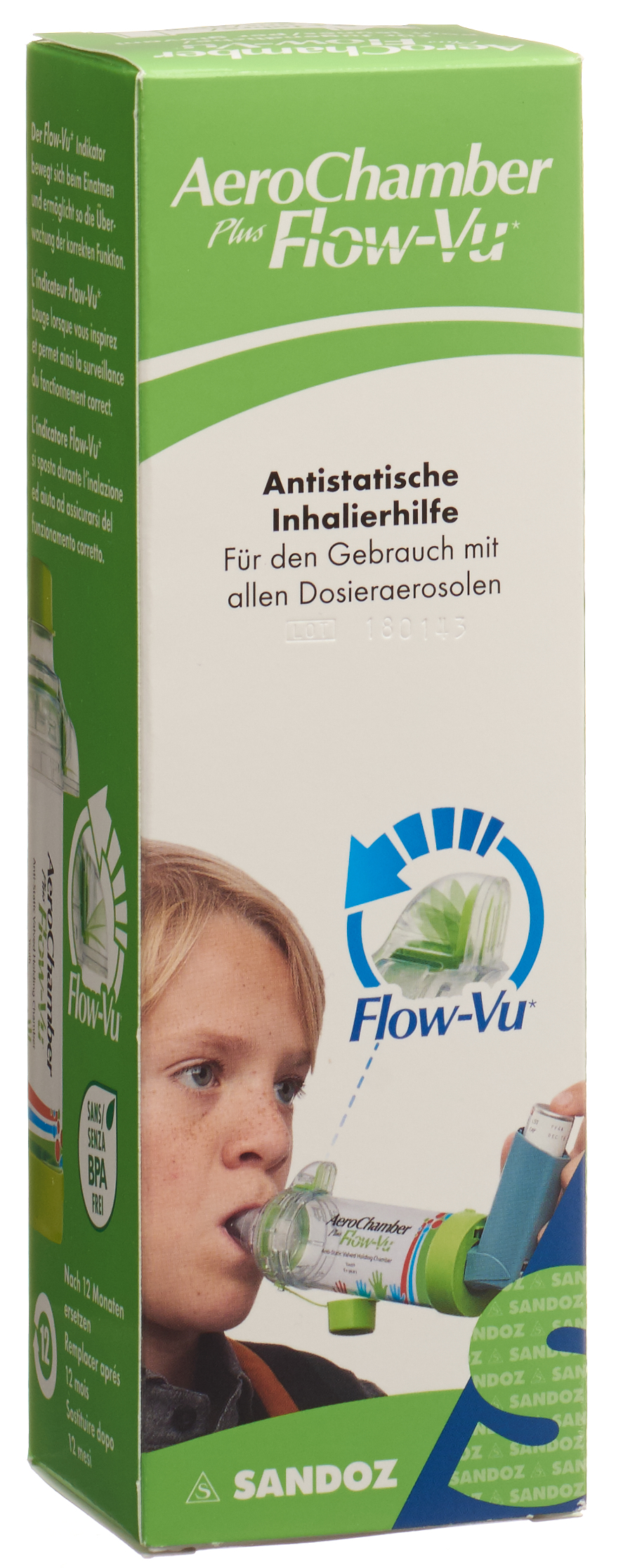 AEROCHAMBER PLUS Flow-Vu ohne Maske (5  Jahre) grün 1 Stk