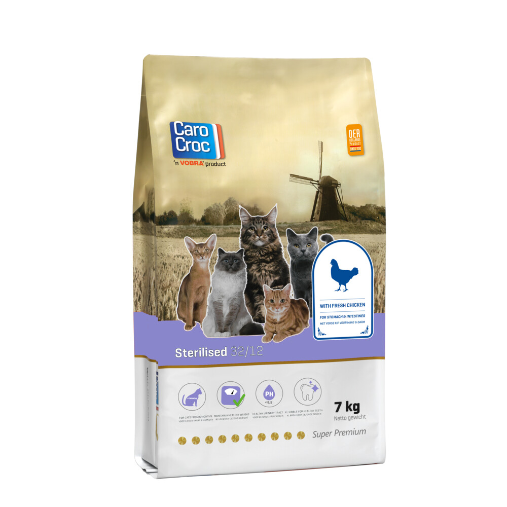 CaroCroc Kattenvoer Sterilised Verse Kip7 kg