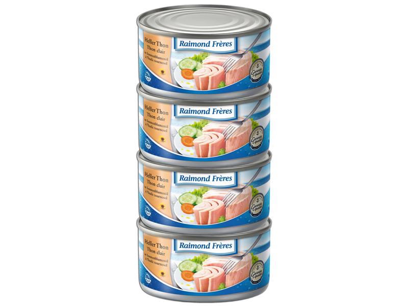 Raimond Frères Heller Thon Sonnenblumenöl 4 x 200 g Thunfisch in der Konservendose