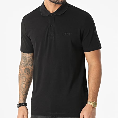 Polo Manches Courtes A Bandes Tonal Logo Tape 8071 Noir