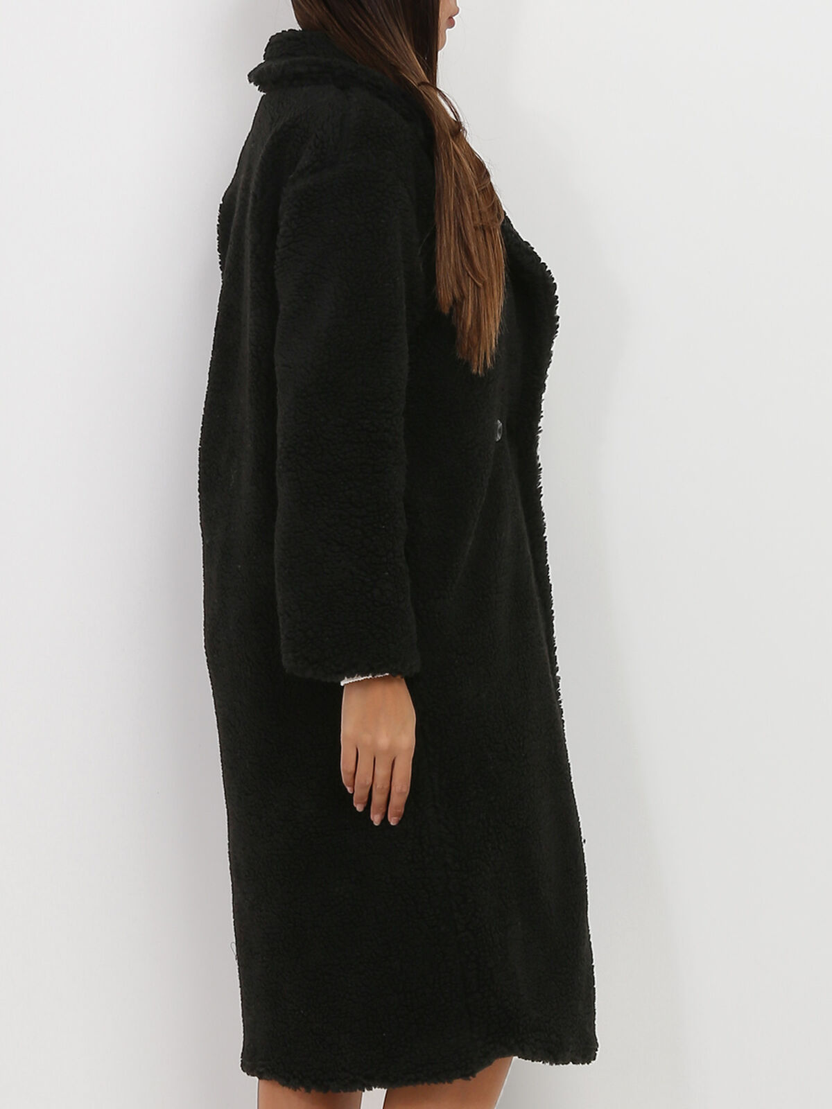 Manteau moutonné- Noir