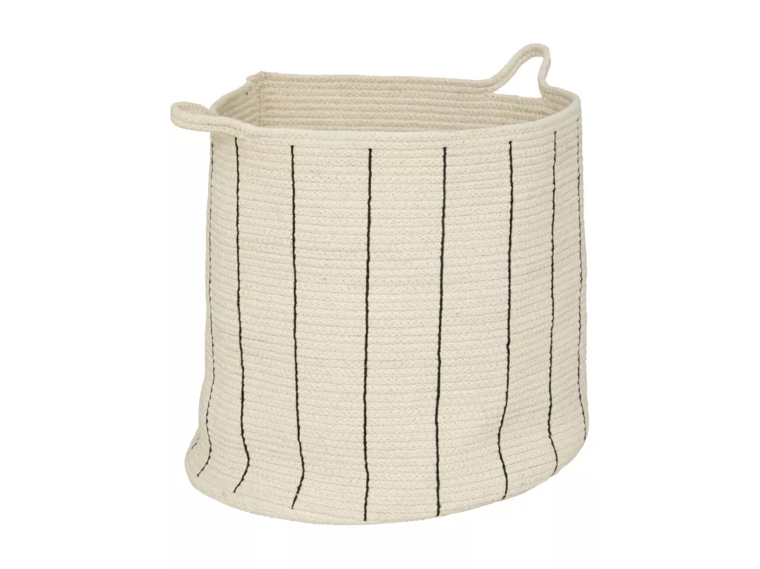Lot de 2 Paniers de rangement en Coton Ivoire et rayé Noir