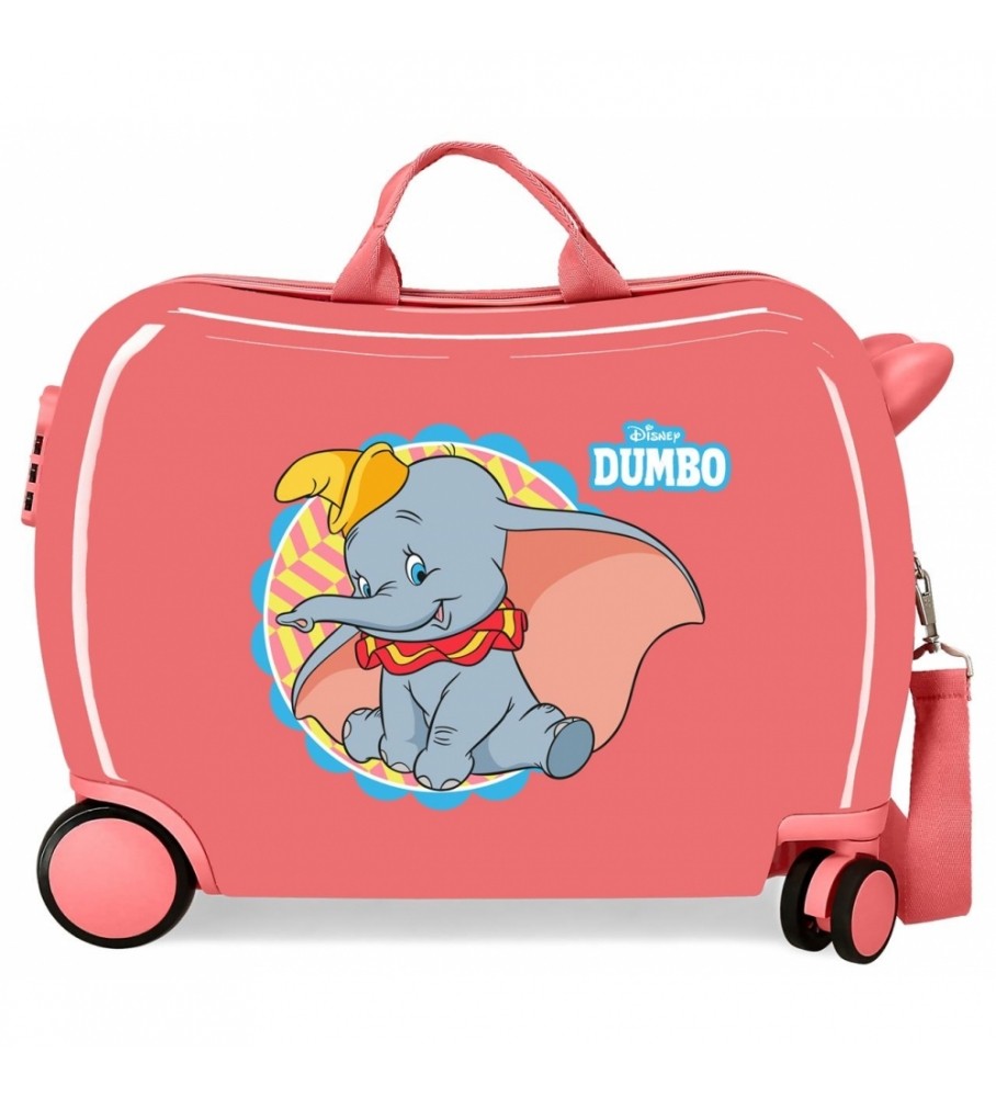 Mala infantil Disney com 2 rodas multidirecionais Dumbo Coral - 38x50x20cm -