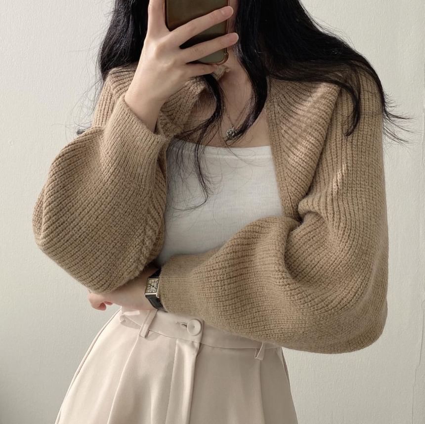 Onipixiy - Effen geribbelde bolero-cardigan