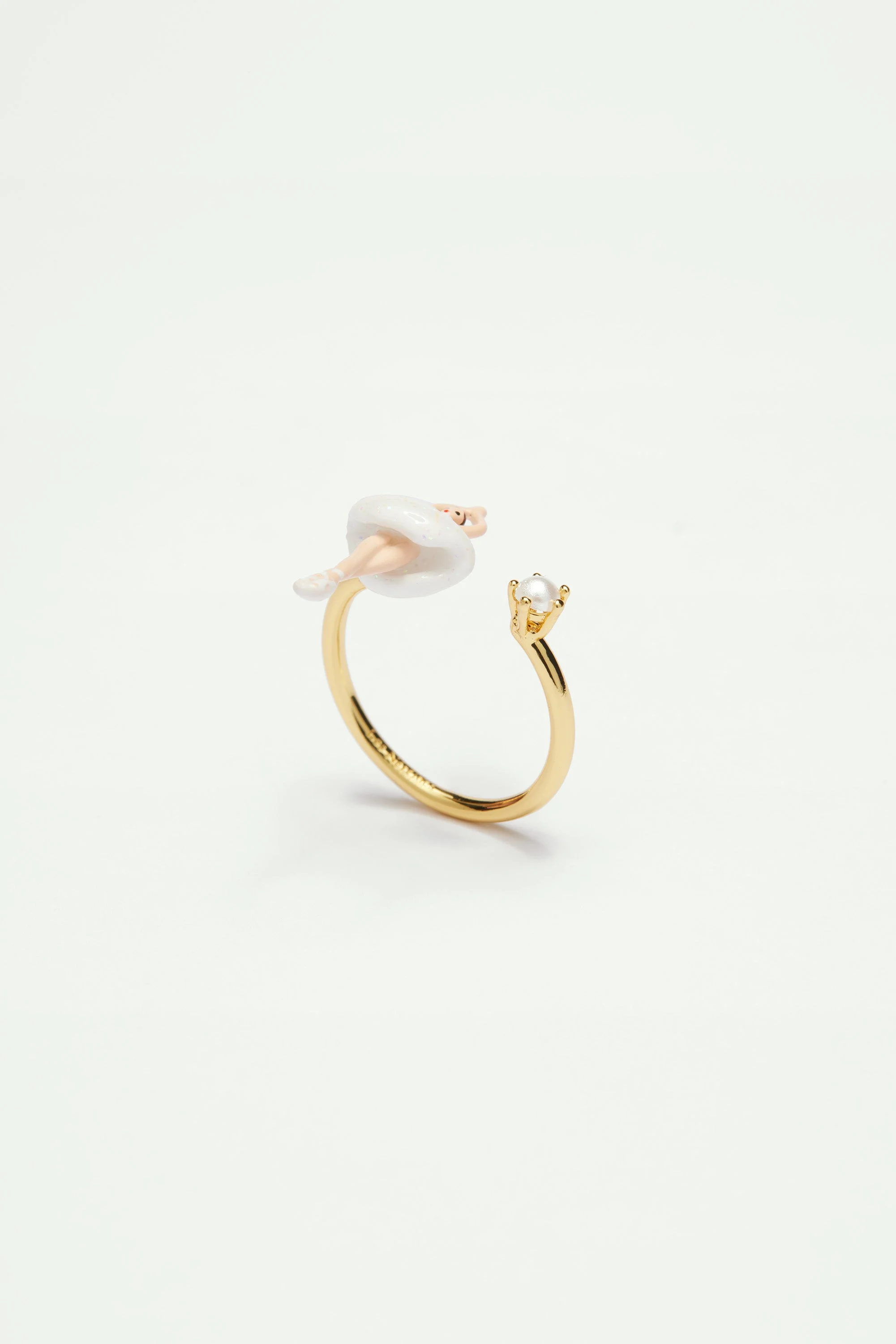 Bague ajustable mini ballerine en tutu blanc | Blanc
