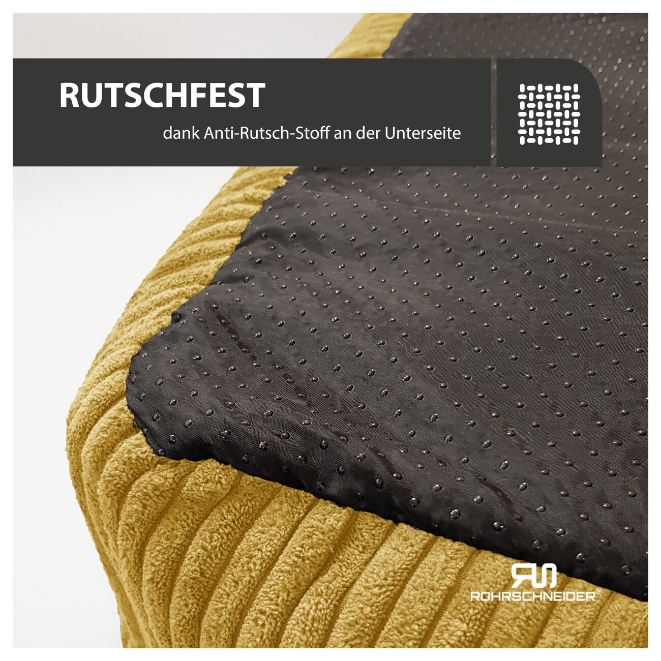 Rohrschneider Hundebett waschbar, robuster Breit-Cordstoff mit Gratis-Beigabe