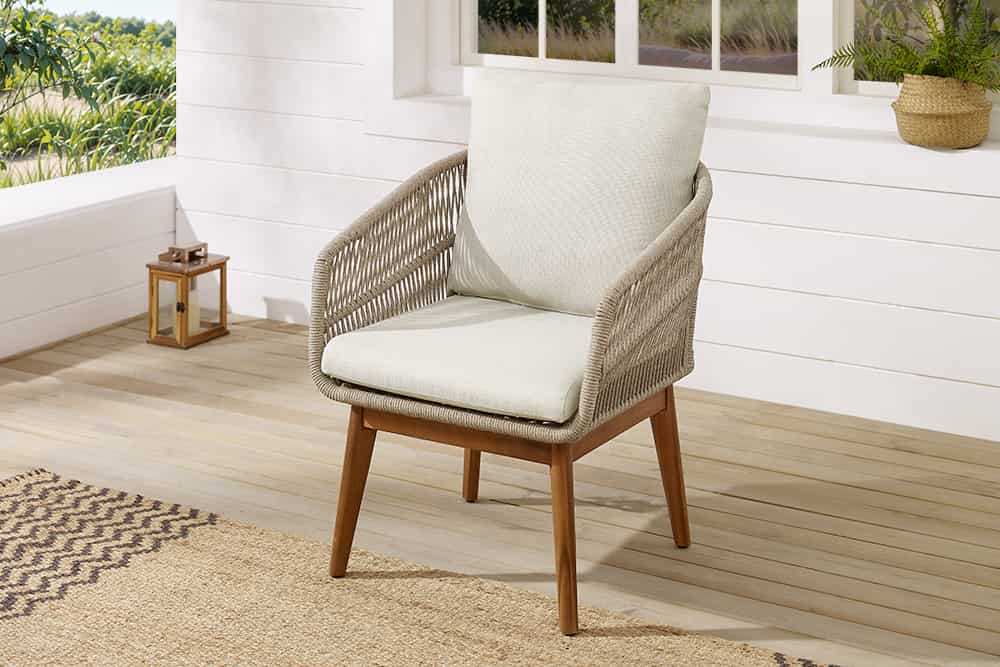 Outdoor Gartenlounge ROPE natur taupe Akazie 2er-Sitzgruppe inkl. Tisch und Kissen