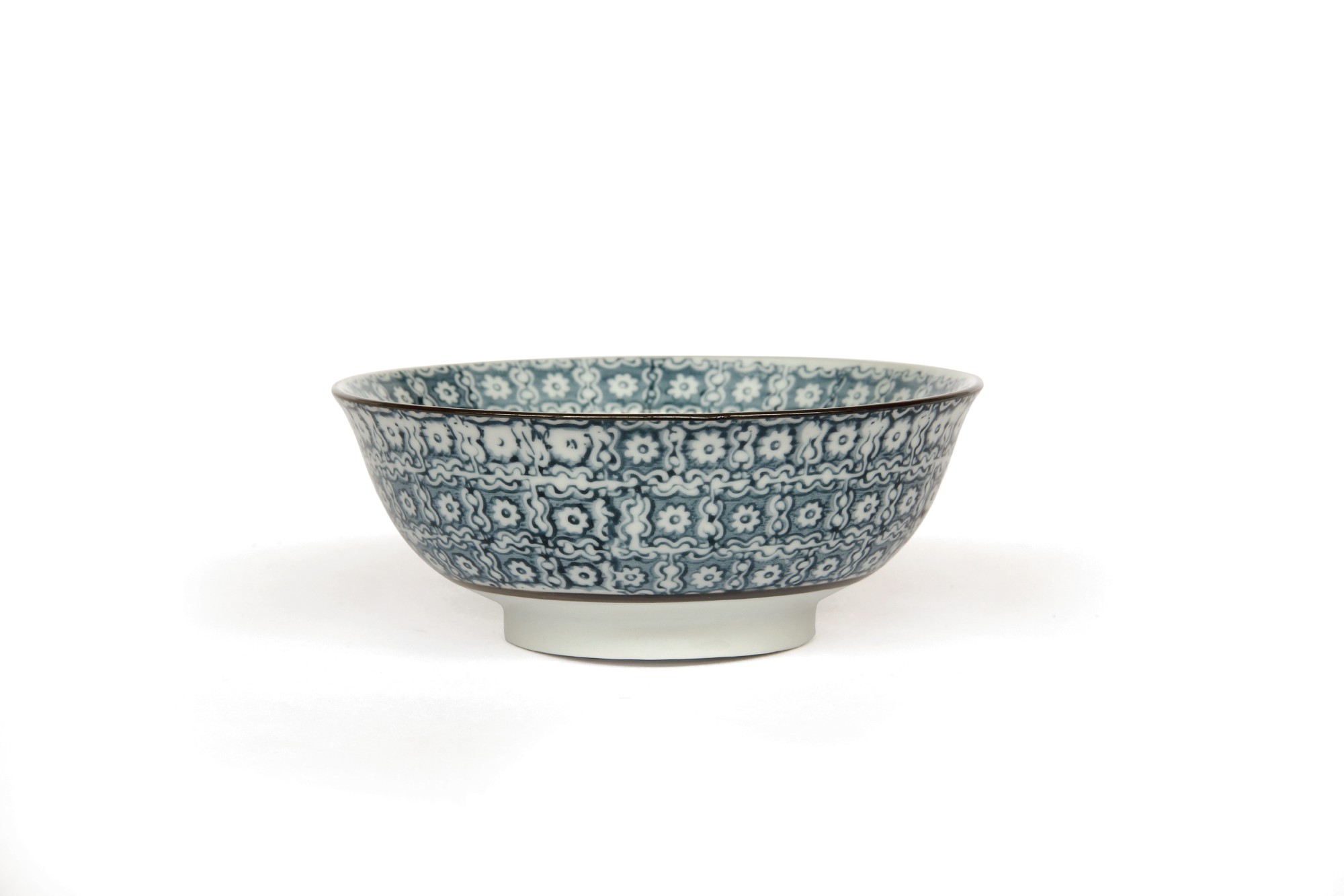 Suppenschale 'Blumenmuster', blau-weiß, Ø 15 cm, H 6 cm von fischer's lagerhaus