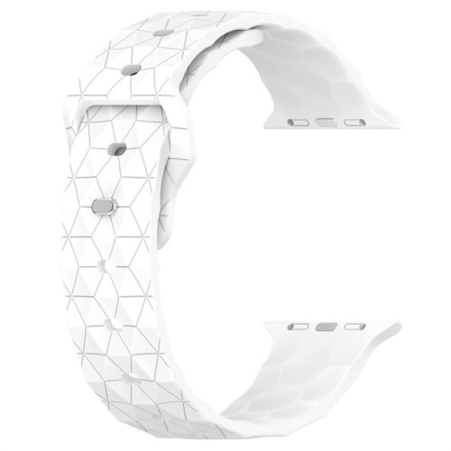 Apple Watch (49/46/45/44 mm) Silikon Armband mit Fussball-Muster (Gelenkumfang: 140-215mm) - Weiss