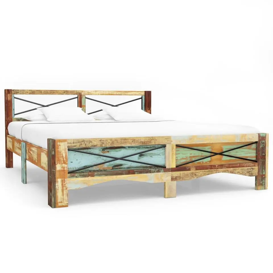 vidaXL - Bed frame - Multikleur - Massief gerecycled hout - 180x200 cm