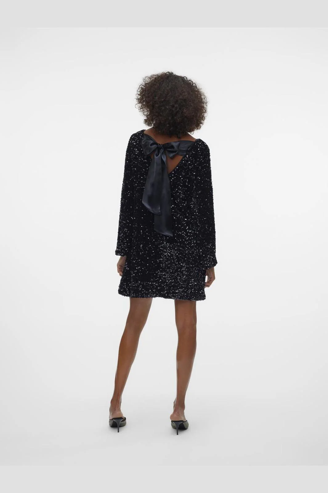 Vero Moda Vmlaila Ls Sequin Bow Dress 4682968 black