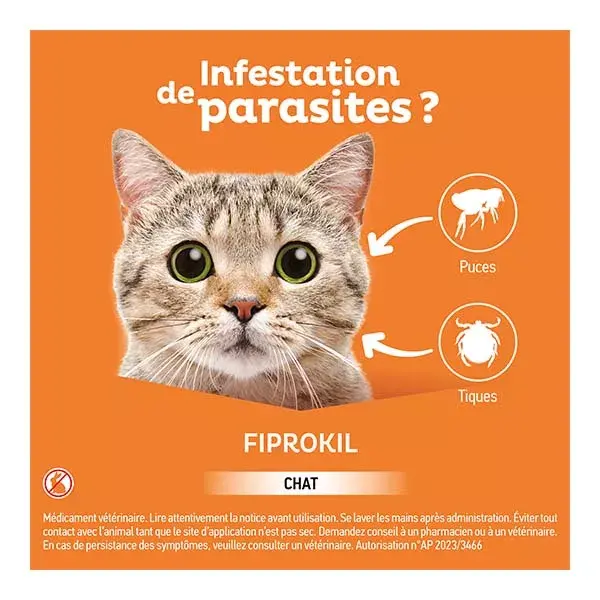 Clement Thekan Fiprokil Tratamento contra pulgas e carrapatos para gatos com 1 kg ou mais - 4 pipetas
