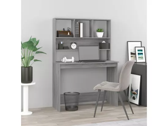 Bureau avec étagères Sonoma gris 102x45x148cm Bois d'ingénierie