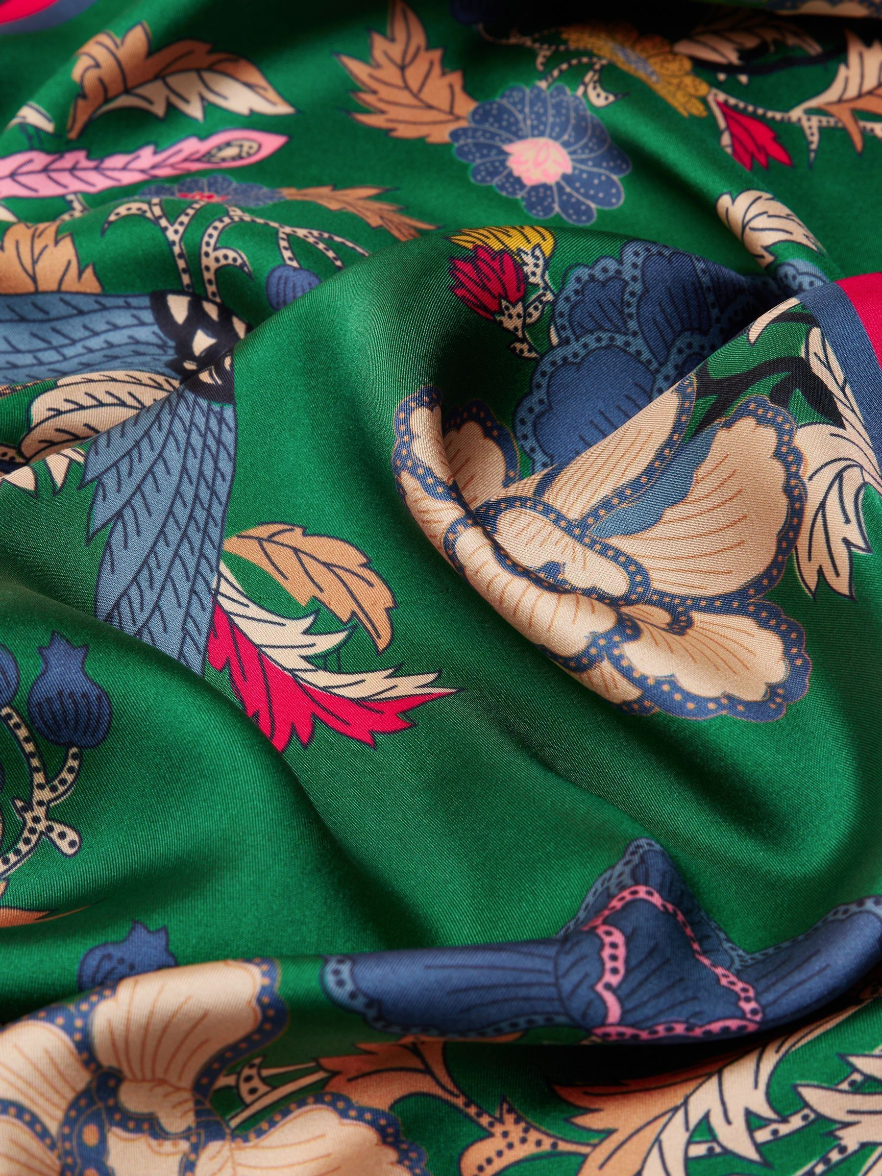 Groen bloemmotief - Joules Windsor 100% Silk Scarf