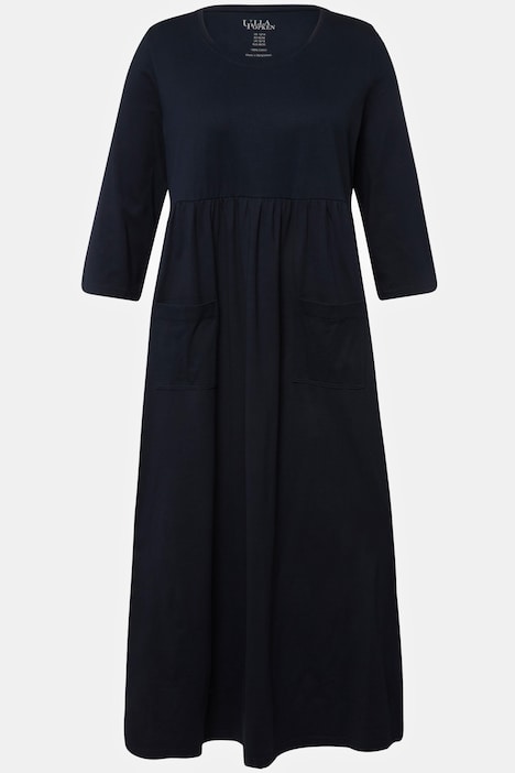 Jerseykleid, A-Linie, Empirenaht, Rundhals, 3/4-Arm
