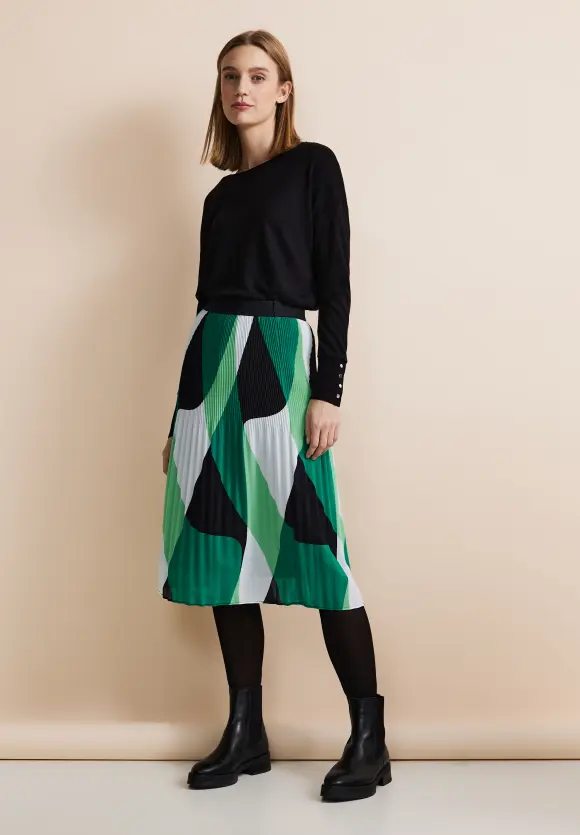 Print Plissée Rock - fresh spring green