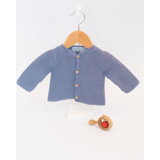 Gilet en coton   Bleu Orage        1 mois   de               La Manufacture de Layette