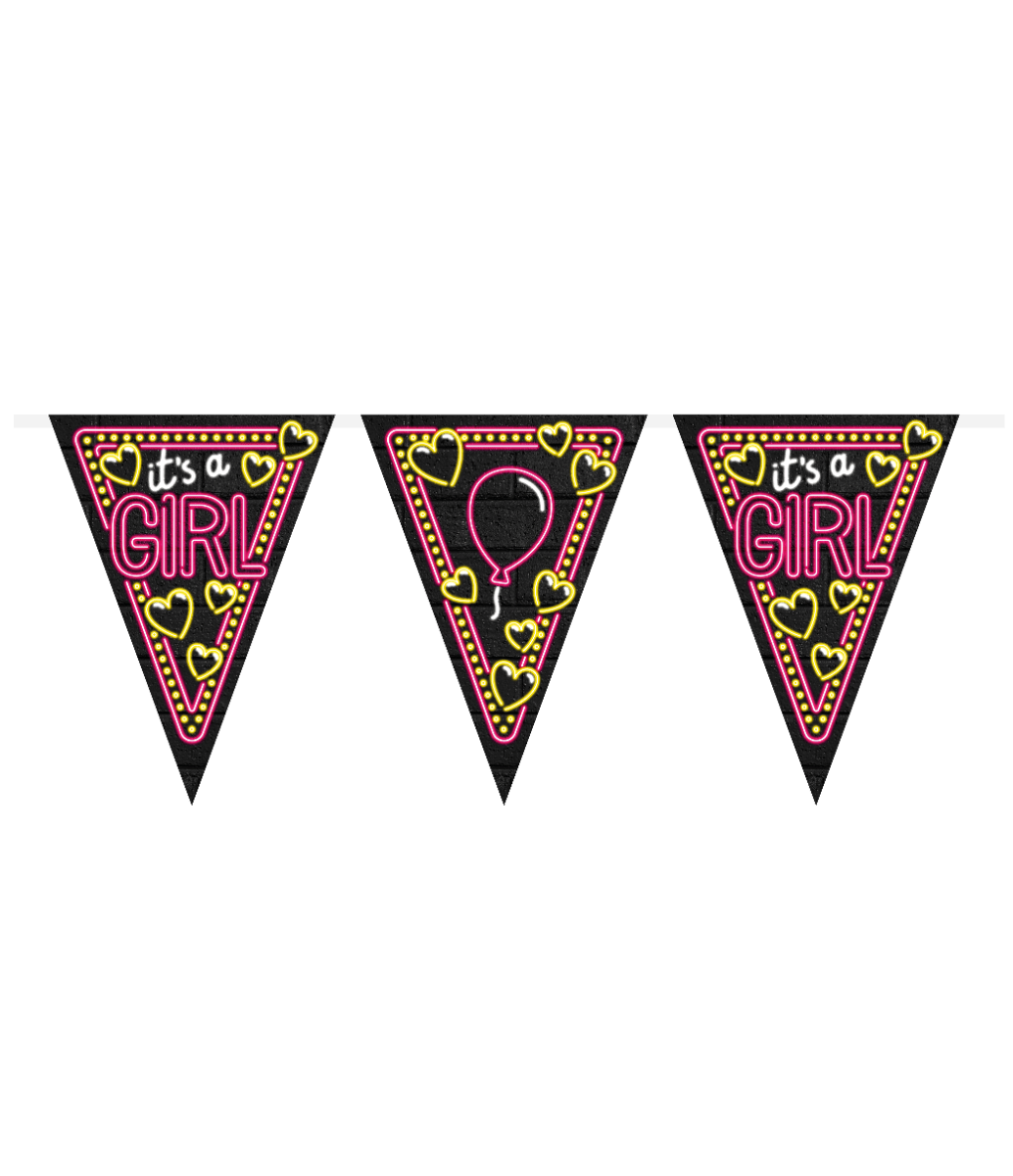 Geboorte Slingers Its a Girl! Neon 10m