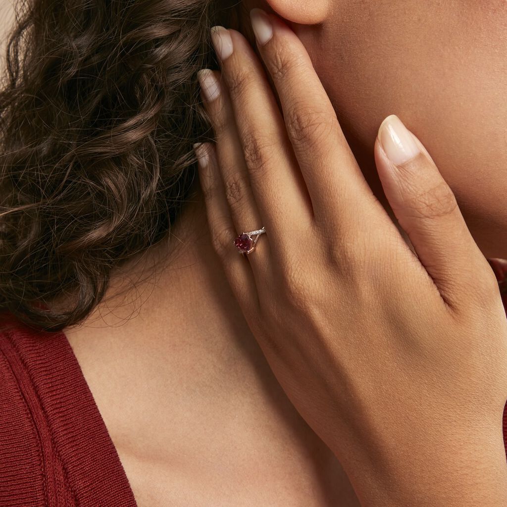 Bague Clothilde Or Rose Rhodolite Et Oxyde