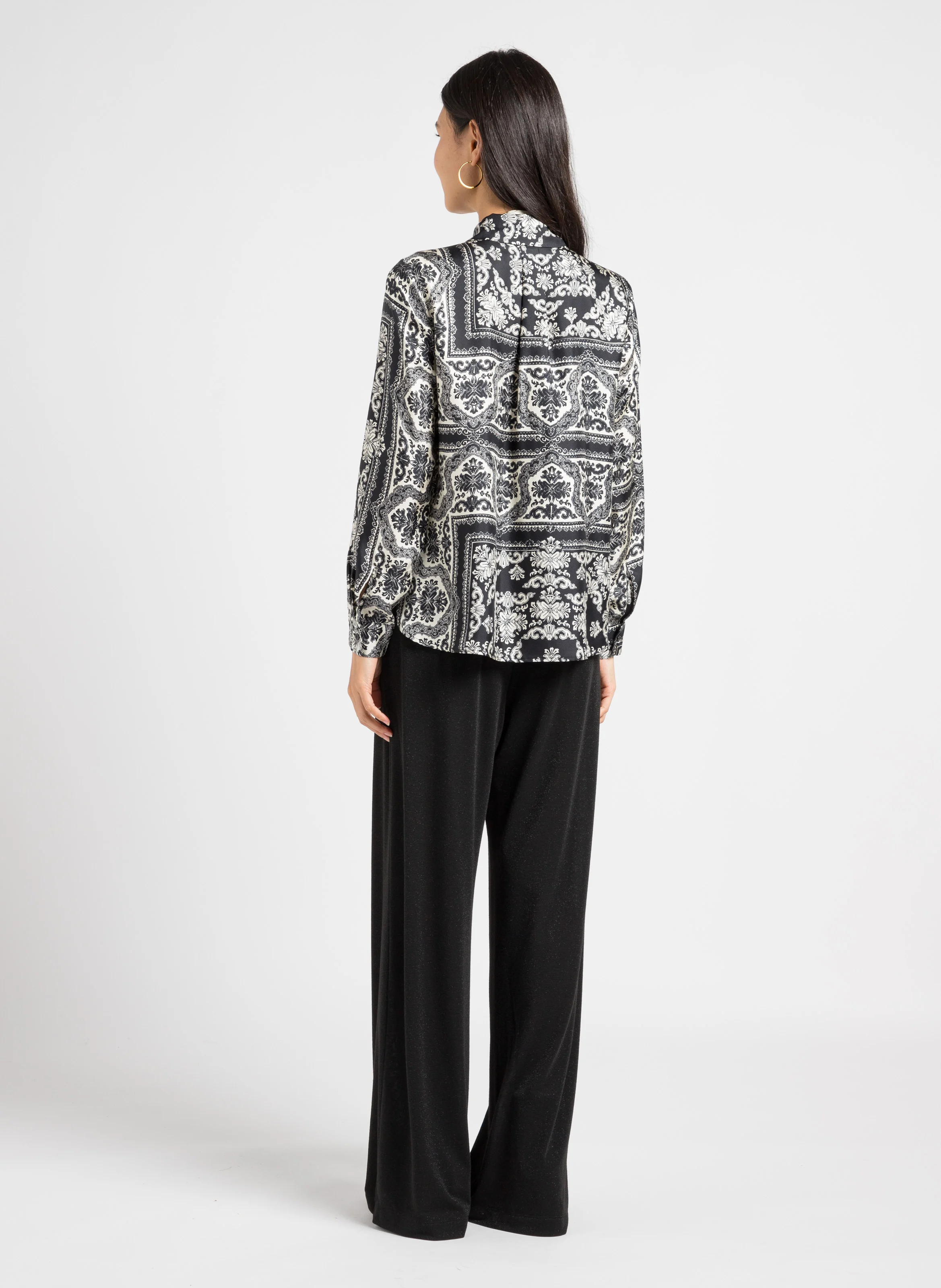 ARLES - Chemise col classique imprimée en soie | Blanc