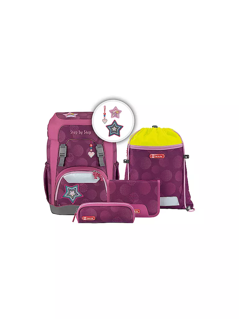 STEP BY STEP Schultaschen Set 5tlg Giant Glamour Star beere