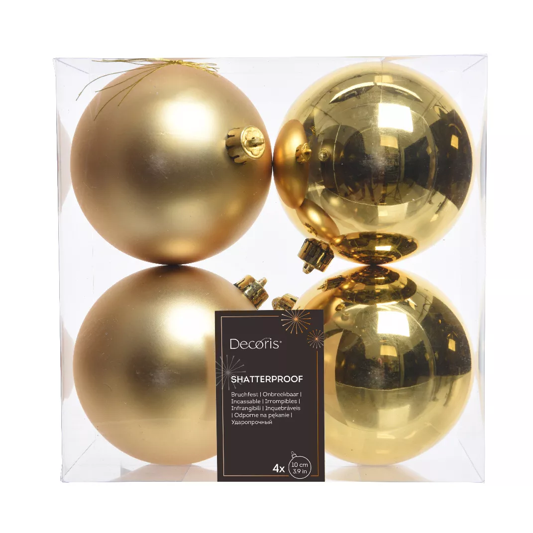 Lot de 4 boules de Noël (D100 mm) Alpine Or