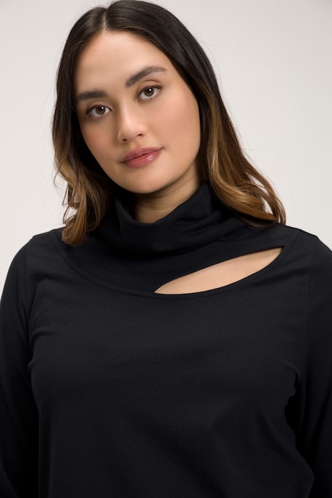 Shirt, Cut-Out, Classic, Stehkragen, Langarm