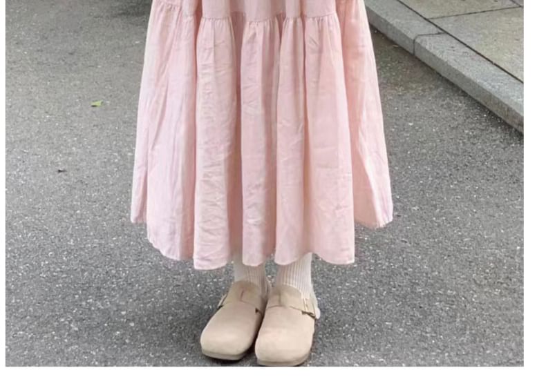 PERKARP - Hoge taille effen maxi A-lijn rok
