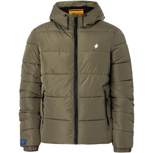Superdry - Chaqueta Acolchada Deportiva Con Capucha Verde