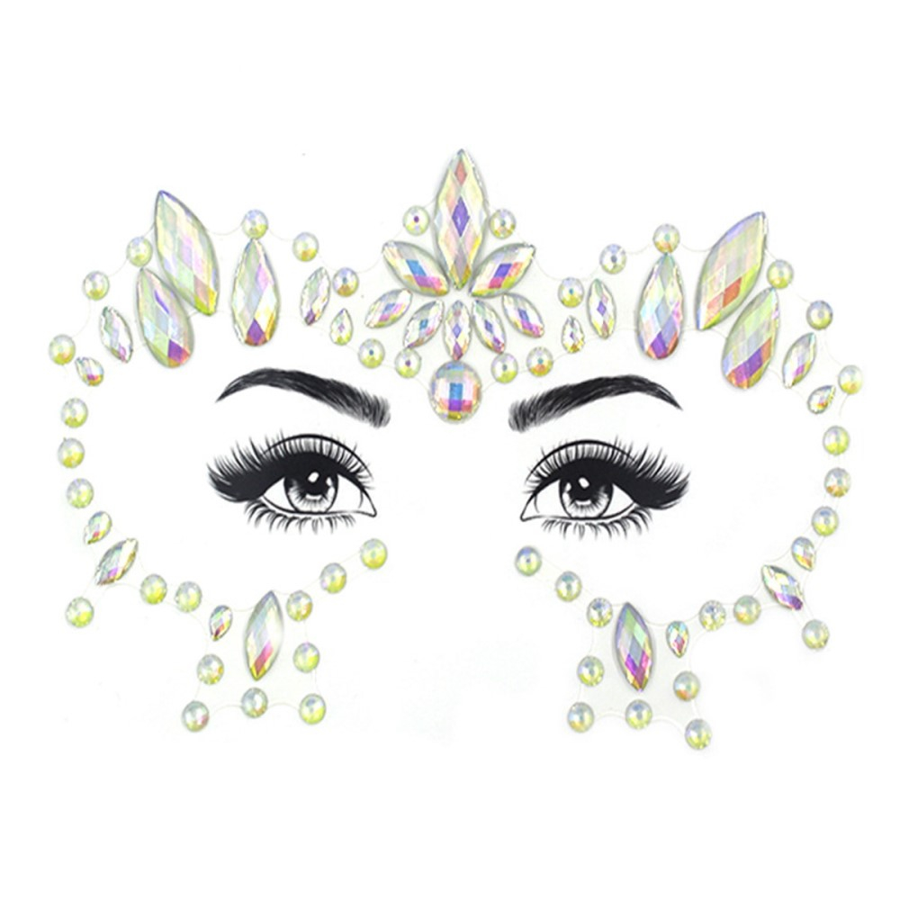 Strass Festival Gesichts- und Körper Aufkleber Glow in the Dark Temporary Tattoo Haut Sticker - Style 1