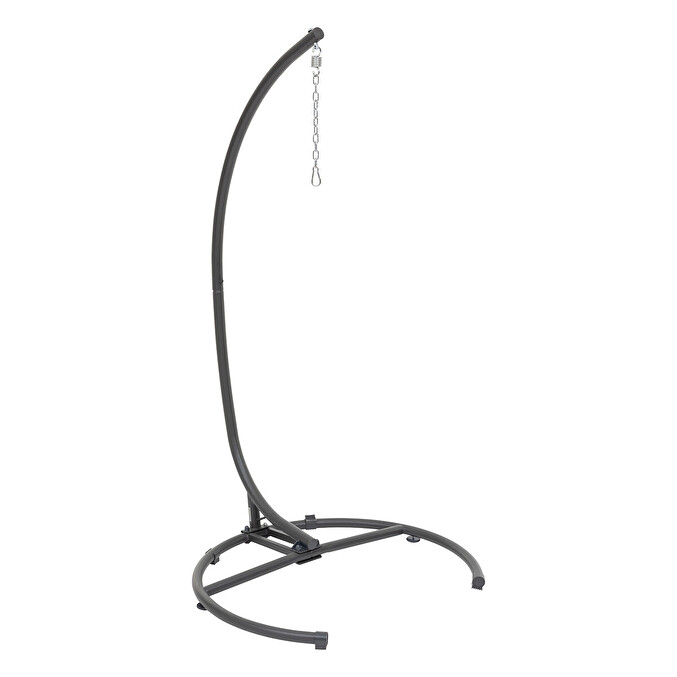 Fauteuil oeuf suspendu ORBIANA Taupe & Blanc + 1 pied réglable PANAO
